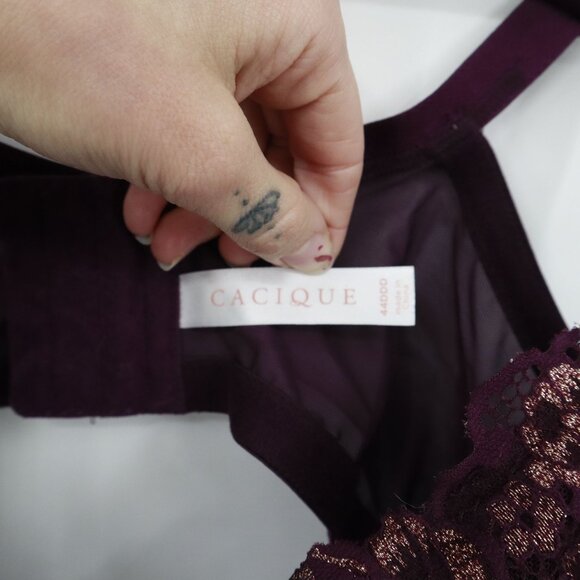 Cacique Lace Bra Womens 44DDD Purple Romantic Boudoir Lingerie Delicate Feminine - Picture 2 of 15